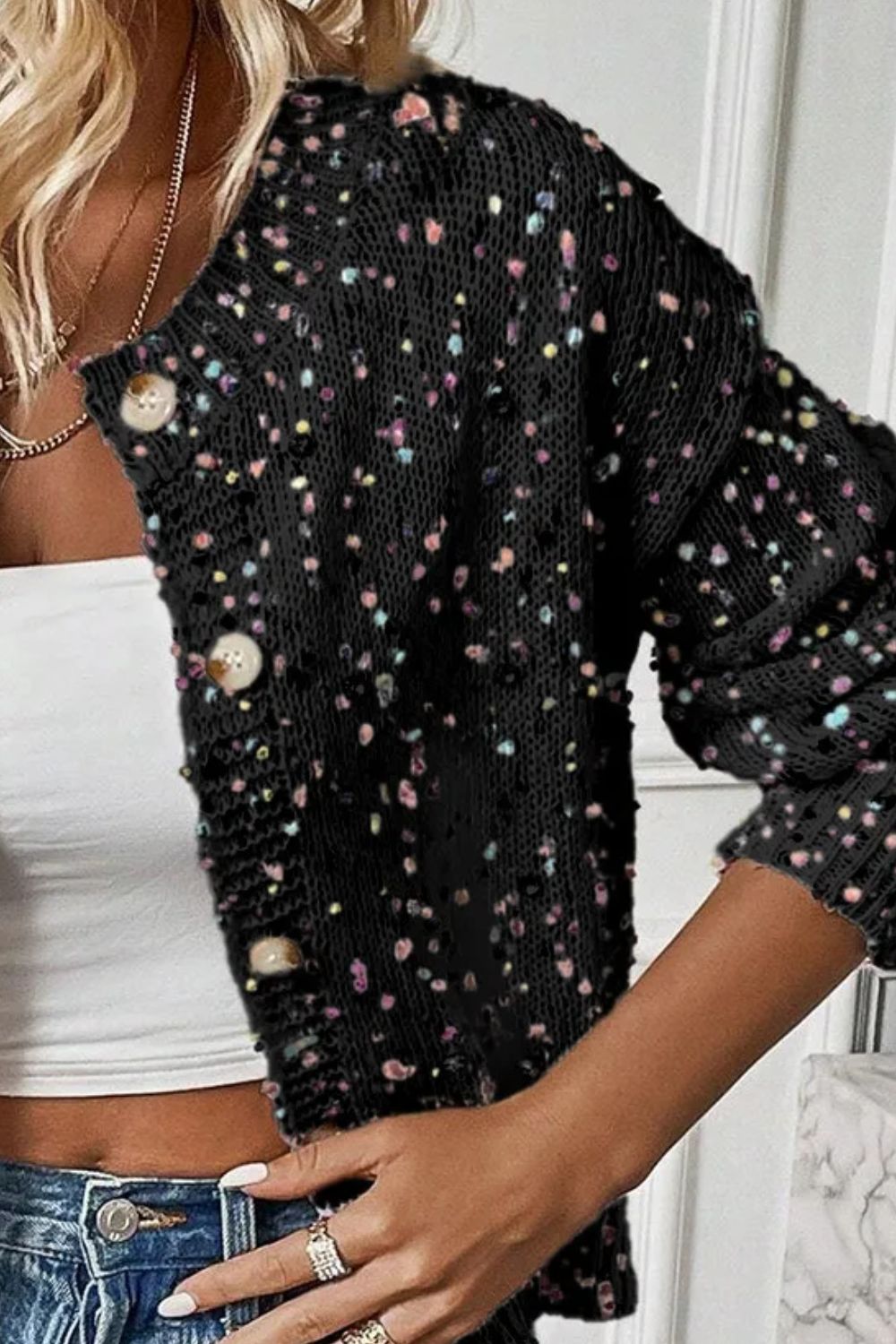 Confetti Button Up Long Sleeve Cardigan Southern Soul Collectives