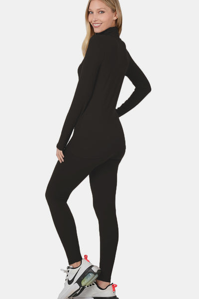 Zenana Full Size Turtleneck Top and Leggings Lounge Set Southern Soul Collectives