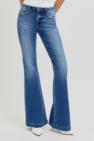 RISEN Low Rise Flare Jeans with Pockets Southern Soul Collectives