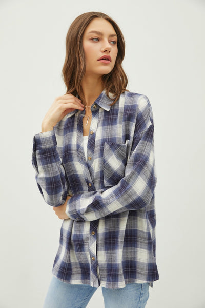 Be Cool Plaid Flannel Button Down Shirt with Chest Pocket Southern Soul Collectives