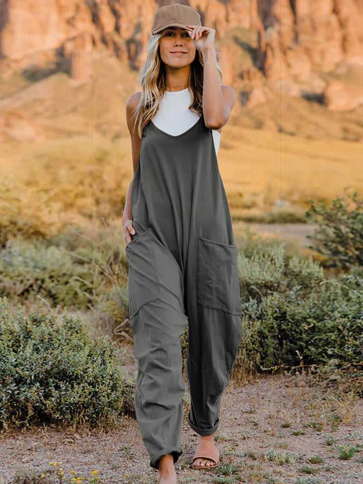 Double Take Full Size Sleeveless V-Neck Pocketed Jumpsuit Southern Soul Collectives