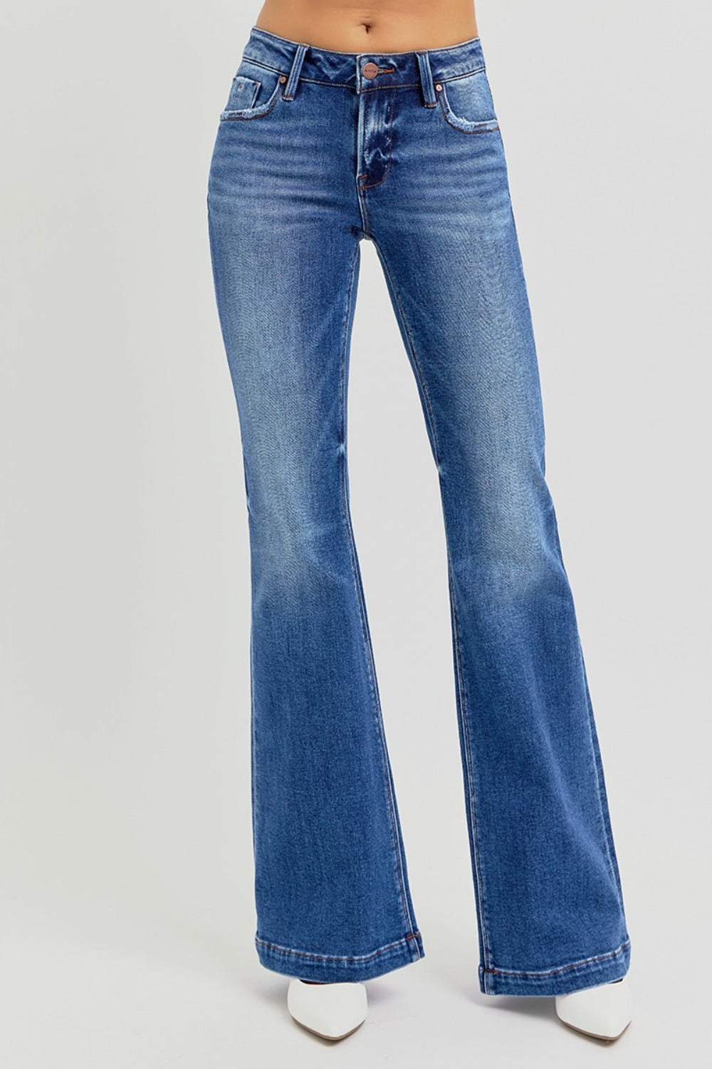 RISEN Low Rise Flare Jeans with Pockets Southern Soul Collectives