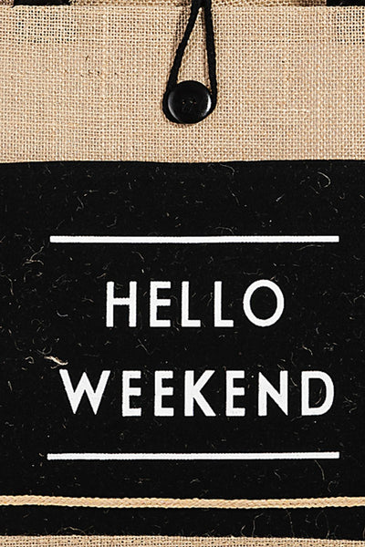 Hello Weekend Large Burlap Tote Bag Southern Soul Collectives