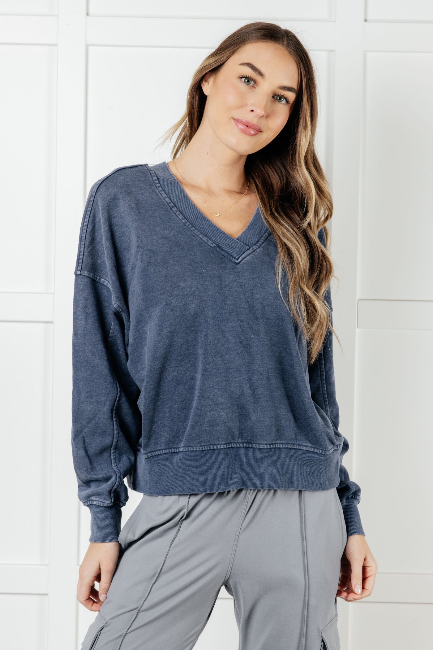 Rep Ready Mineral Wash French Terry Pullover in Blue Southern Soul Collectives