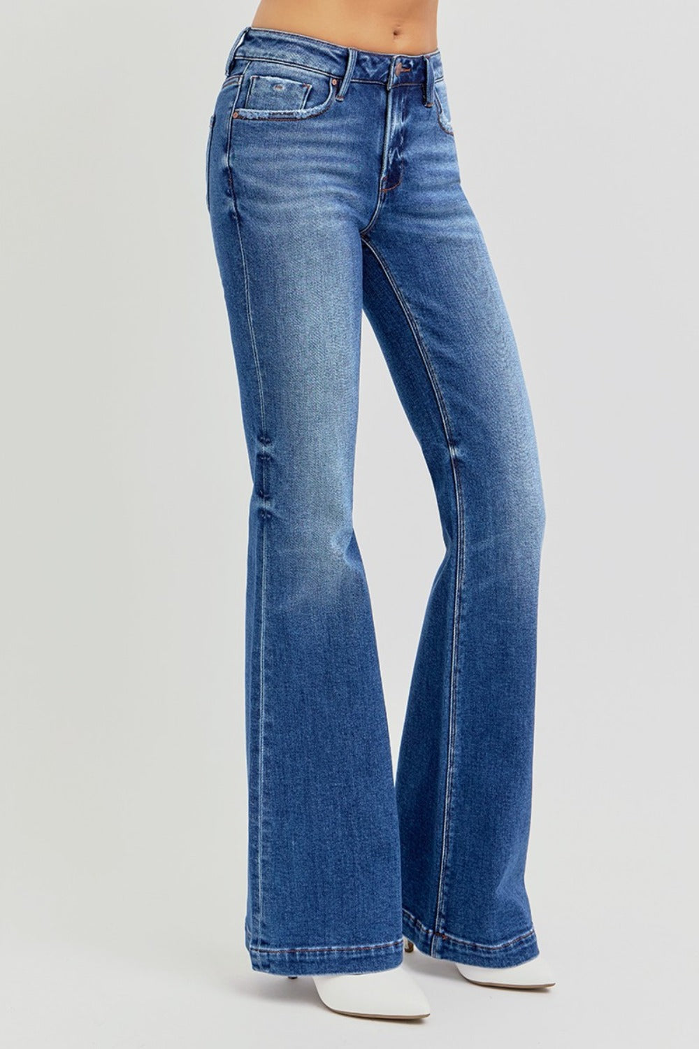 RISEN Low Rise Flare Jeans with Pockets Southern Soul Collectives