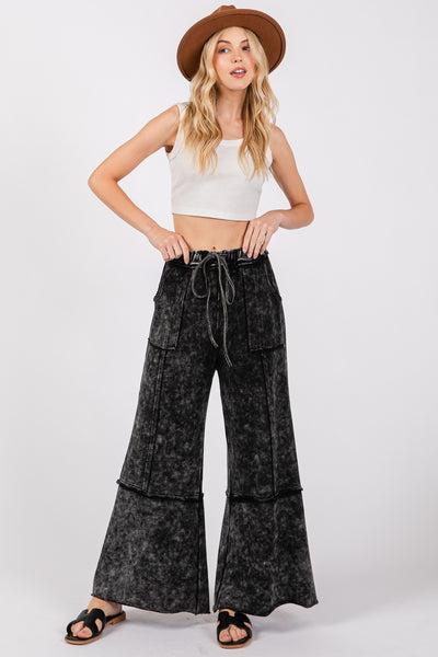 SAGE + FIG Mineral Washed Terry Wide Leg Pants Southern Soul Collectives