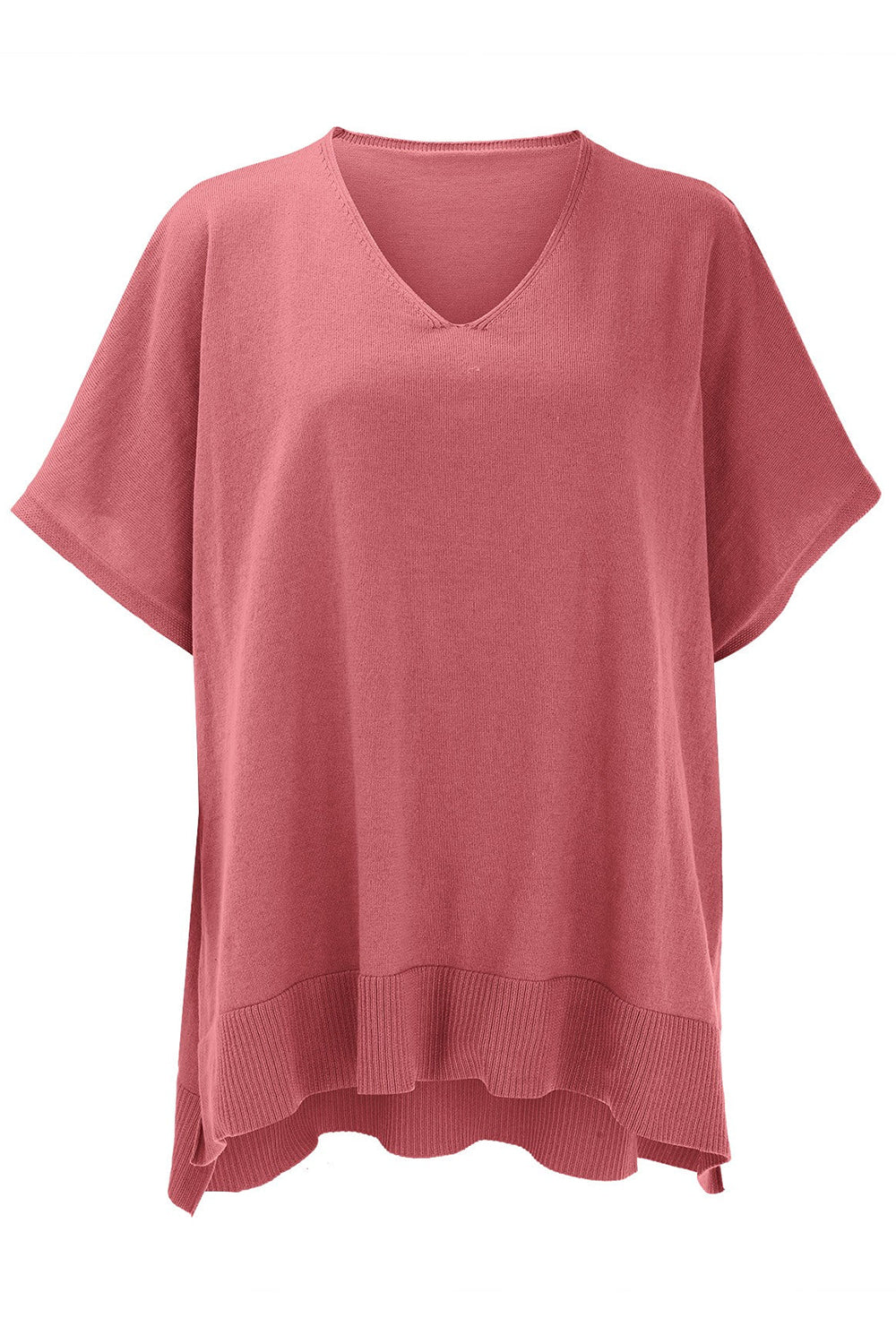 Slit V-Neck Half Sleeve Knit Top Southern Soul Collectives