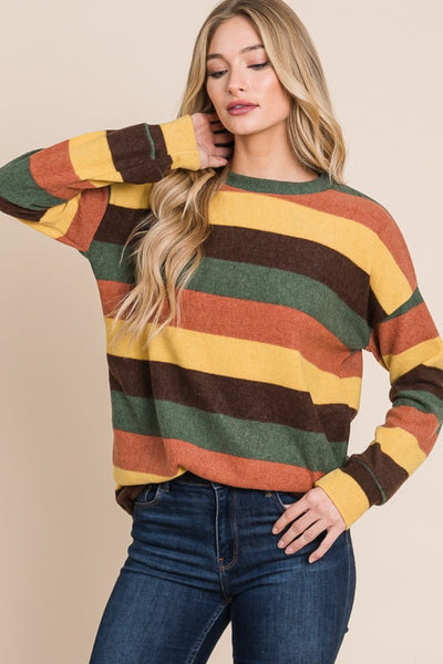 Multi-Color Striped Knit Top Southern Soul Collectives