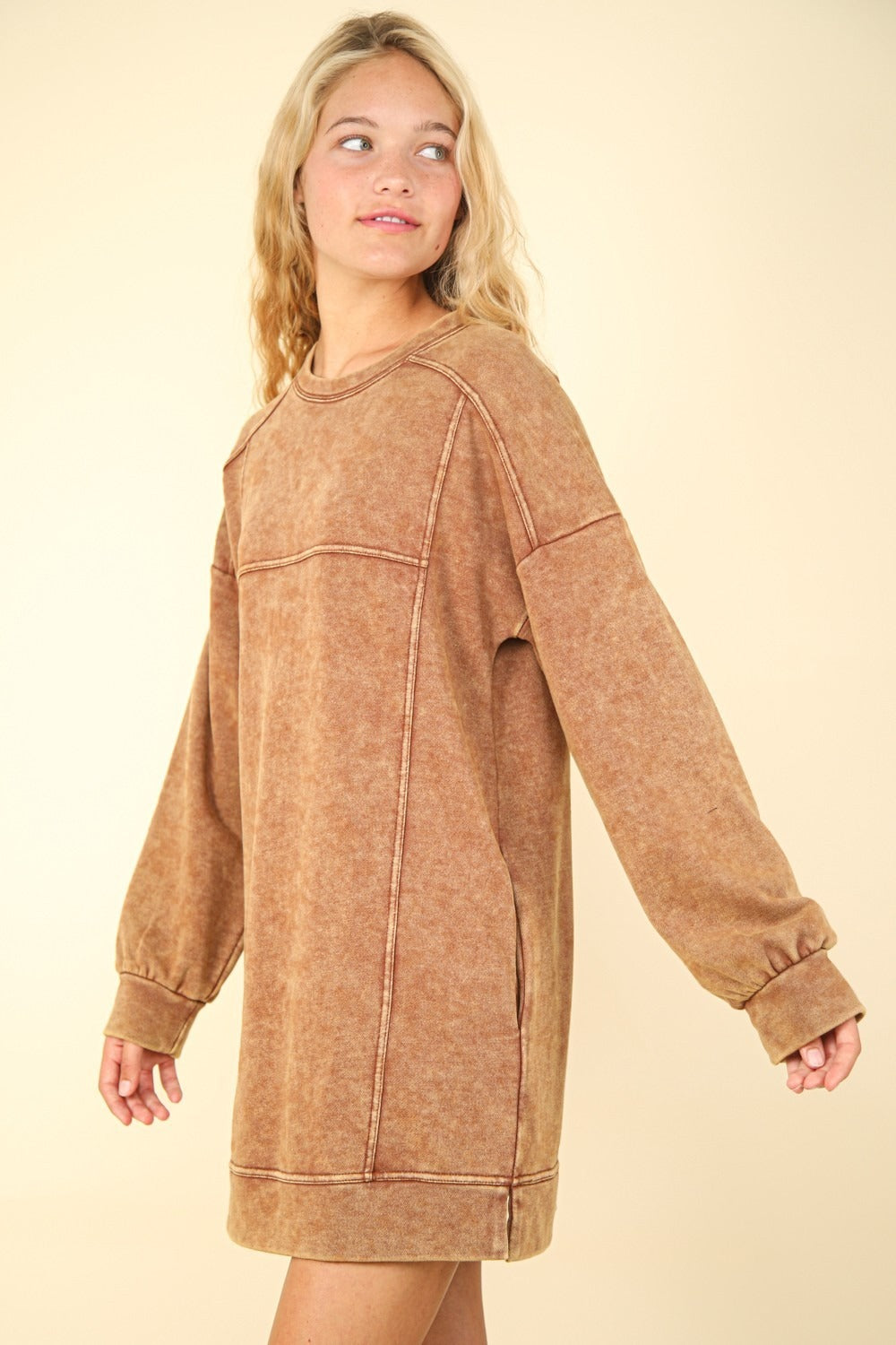 VERY J Mineral Washed Oversized Sweatshirt Mini Dress Southern Soul Collectives