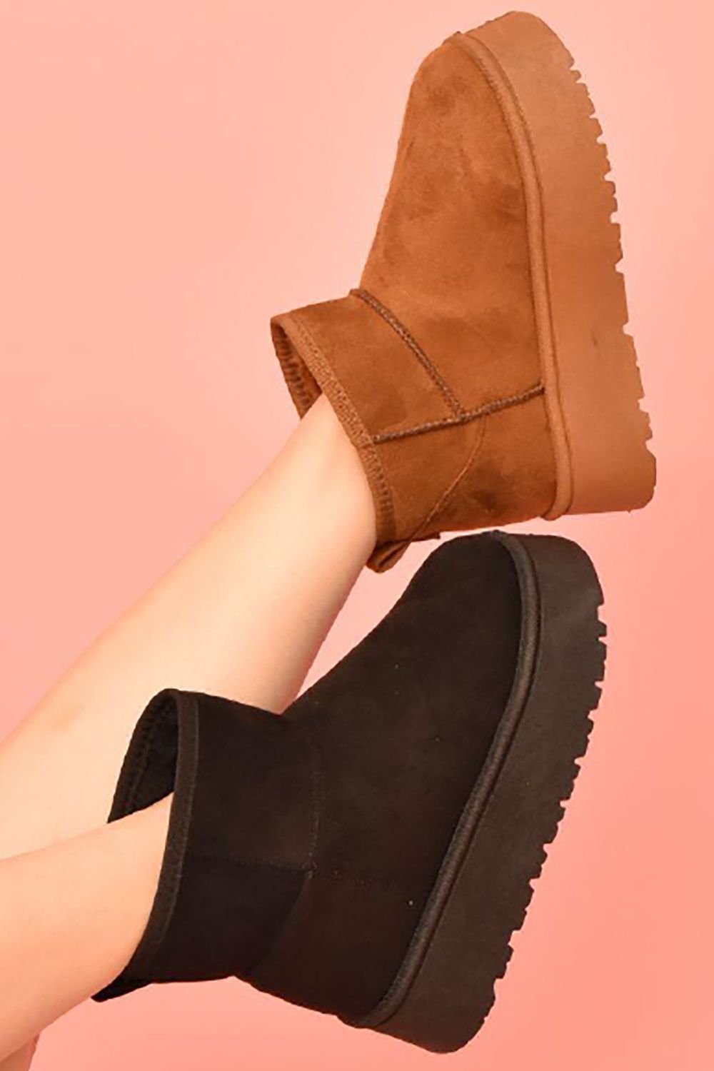 Suede Round Toe Platform Booties in Caramel Brown Southern Soul Collectives