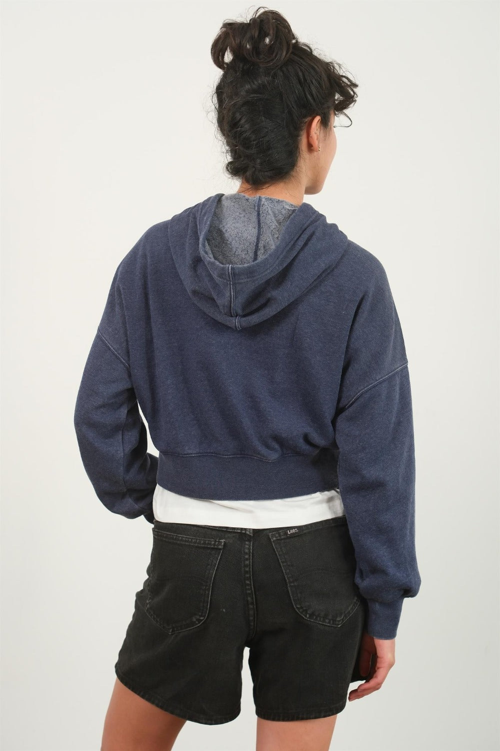 Drop Shoulder Cropped Hoodie in Dark Night Blue Southern Soul Collectives