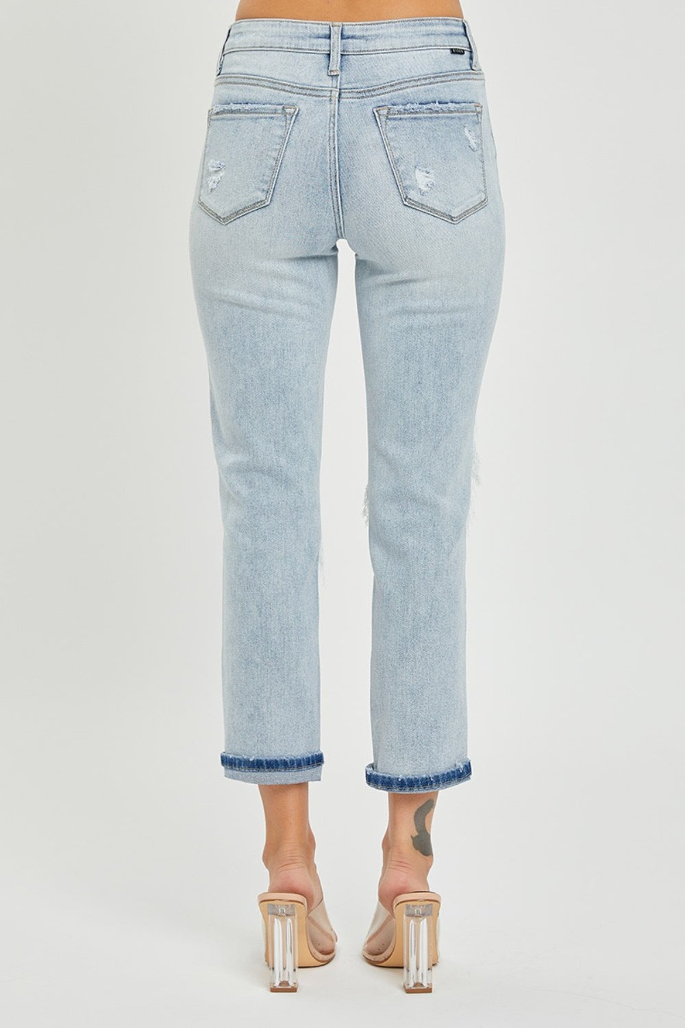 RISEN Mid-Rise Sequin Patched Jeans Southern Soul Collectives