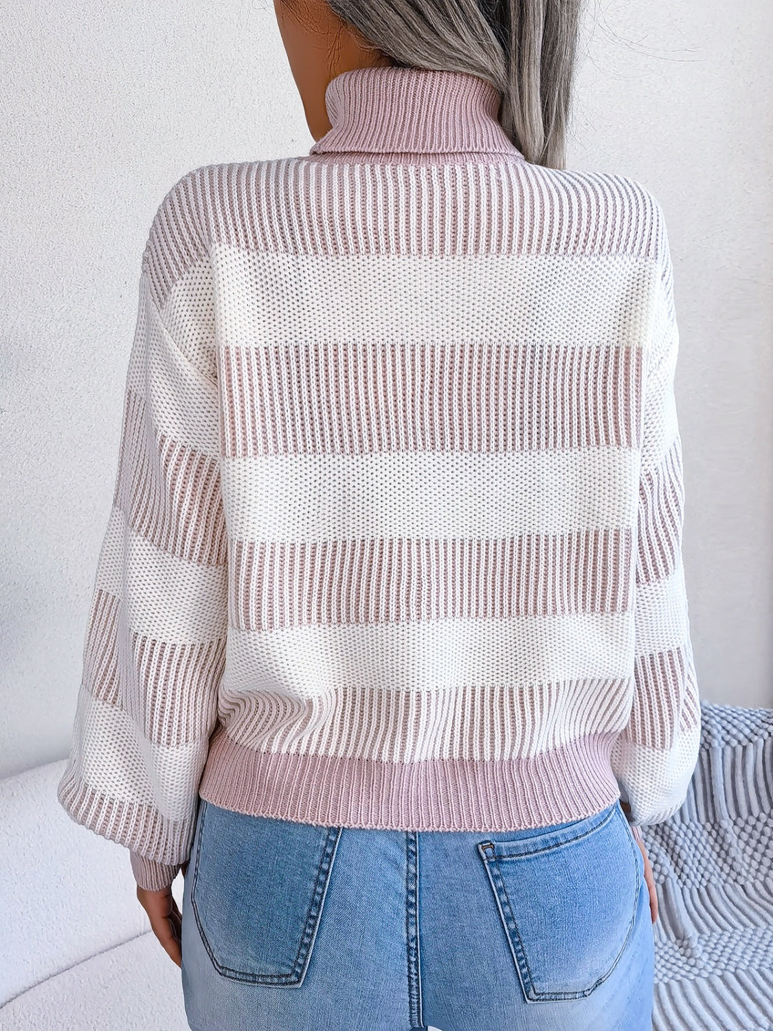 Striped Turtleneck Long Sleeve Sweater Southern Soul Collectives