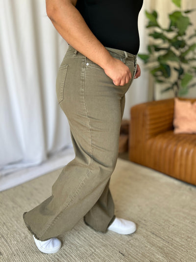 RFM Full Size High Rise Garment Dye Wide Leg  Jeans Southern Soul Collectives