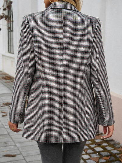 Devine Pocketed Houndstooth Long Sleeve Blazer Southern Soul Collectives