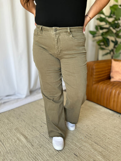 RFM Full Size High Rise Garment Dye Wide Leg  Jeans Southern Soul Collectives