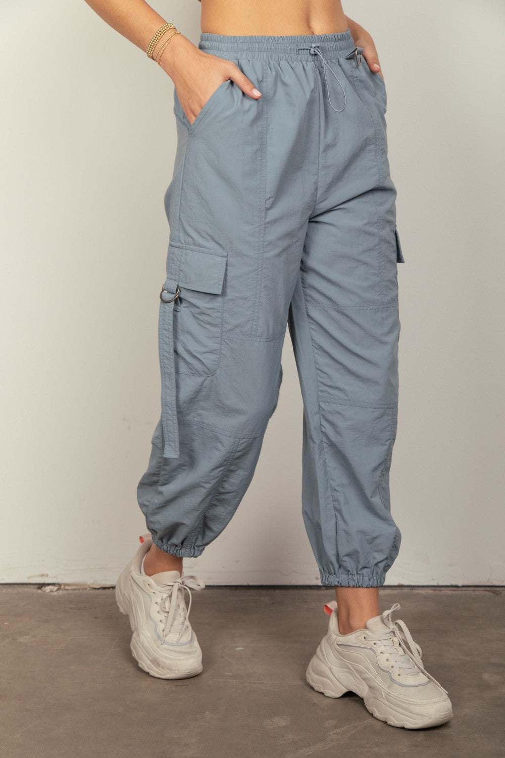 VERY J Elastic Waist Woven Cargo Pants Southern Soul Collectives