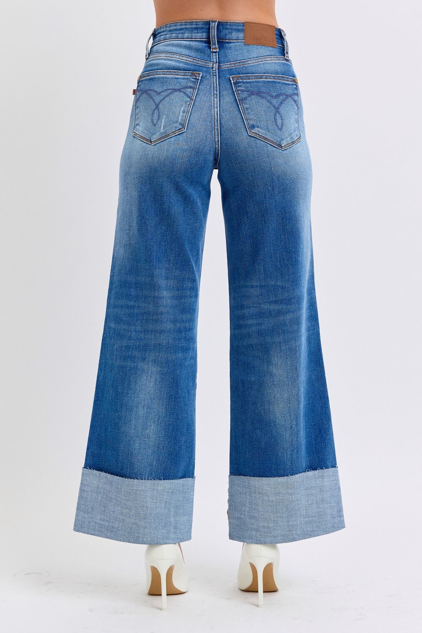 Judy Blue Distressed High Waist Wide Leg Jeans Southern Soul Collectives