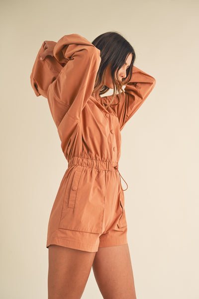 Mable Snap Down Long Sleeve Hooded Romper Southern Soul Collectives