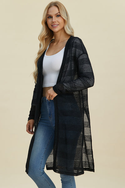 Double Take Full Size Open Front Longline Cardigan Southern Soul Collectives