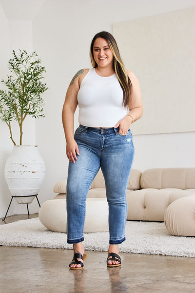 Judy Blue Full Size Release Hem Cropped Bootcut Jeans Southern Soul Collectives