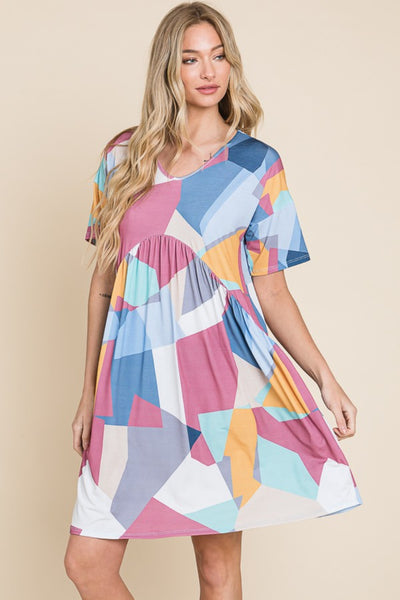 BOMBOM Ruched Color Block Short Sleeve Dress Southern Soul Collectives