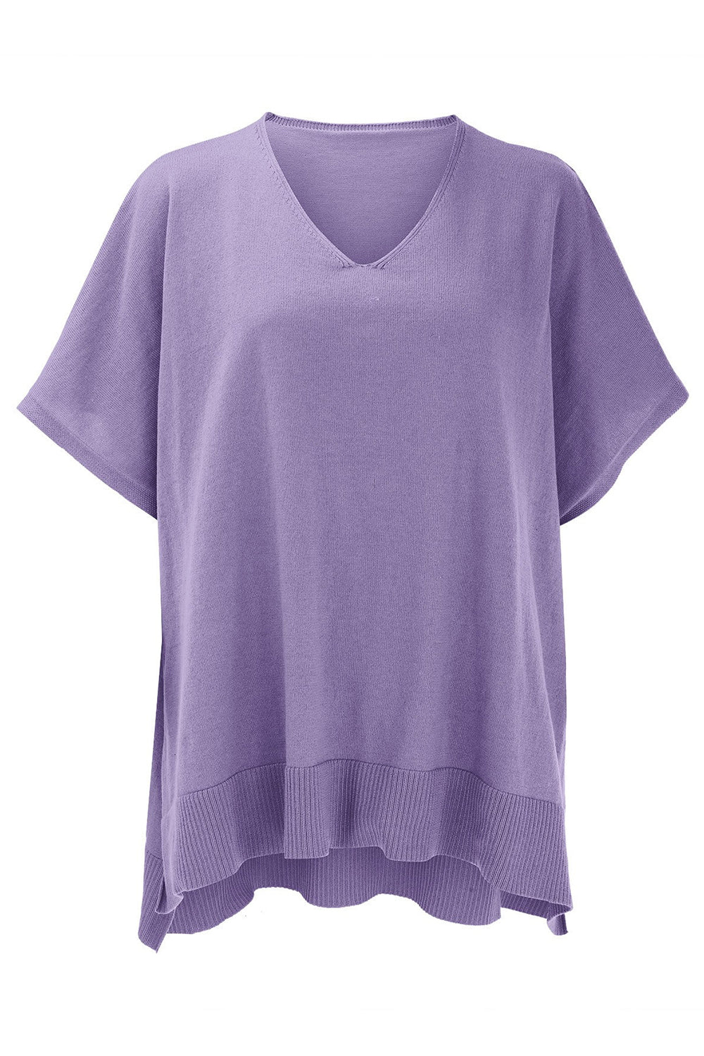 Slit V-Neck Half Sleeve Knit Top Southern Soul Collectives