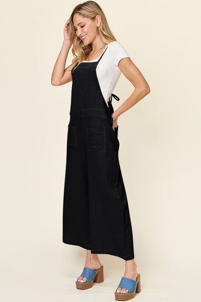 Textured Sleeveless Open Back Wide Leg Overalls in Multiple Colors Southern Soul Collectives