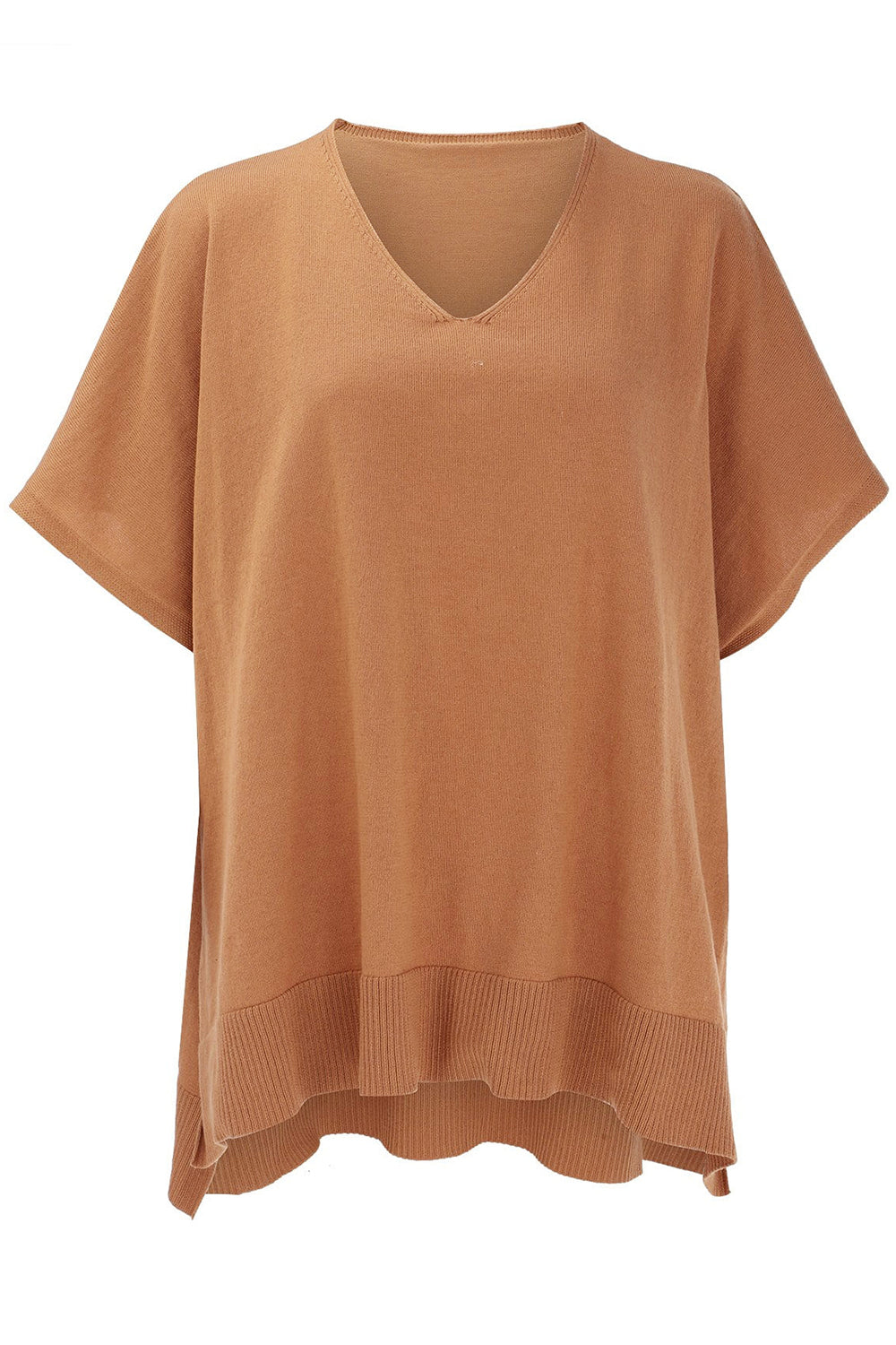 Slit V-Neck Half Sleeve Knit Top Southern Soul Collectives