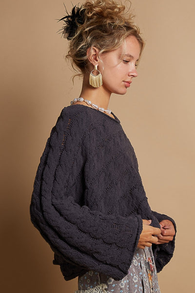 POL Round Neck Cable Knit Cropped Sweater Southern Soul Collectives