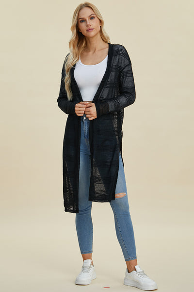 Double Take Full Size Open Front Longline Cardigan Southern Soul Collectives