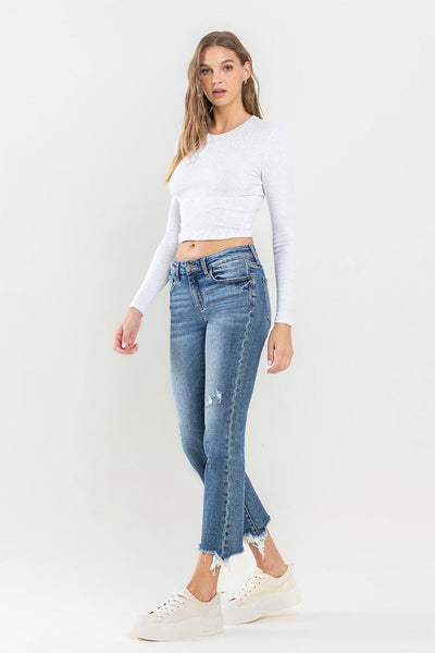 Lovervet Mid Rise Frayed Hem Jeans Southern Soul Collectives