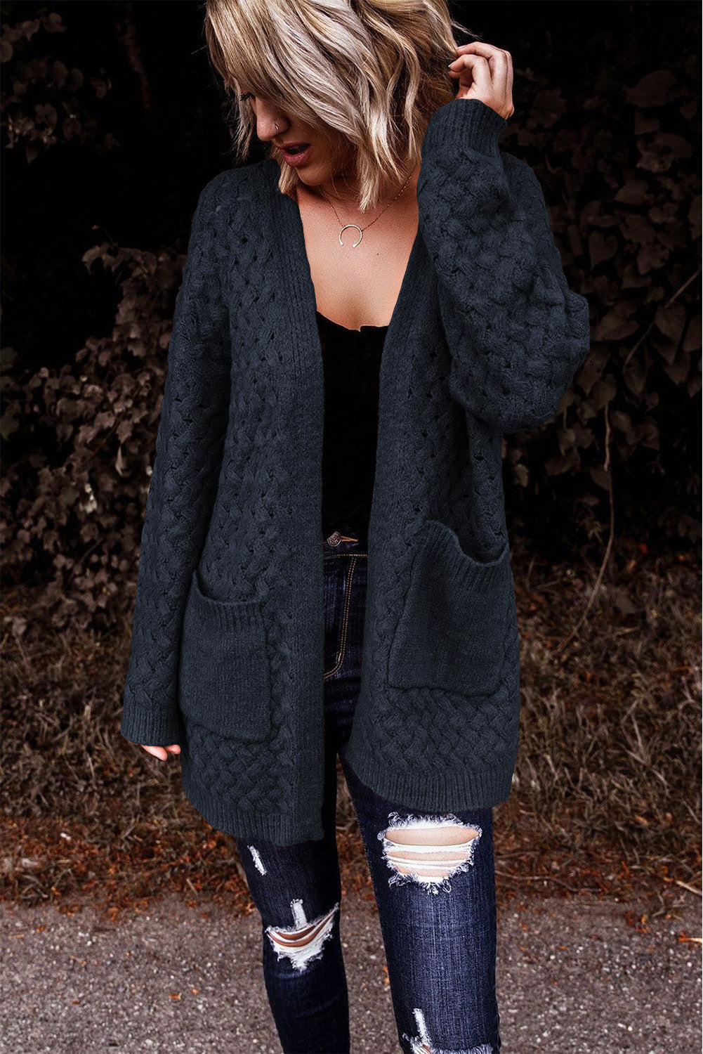 Open Front Dropped Shoulder Cardigan with Pockets Southern Soul Collectives