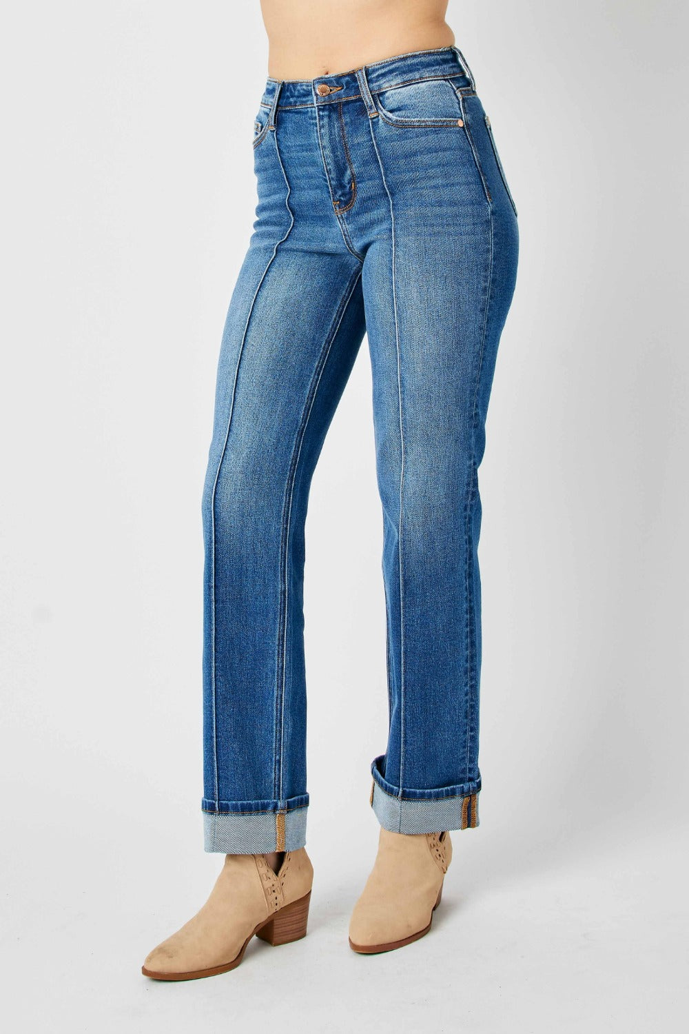 Judy Blue Full Size High Waist Front Seam Detail Straight Jeans Southern Soul Collectives