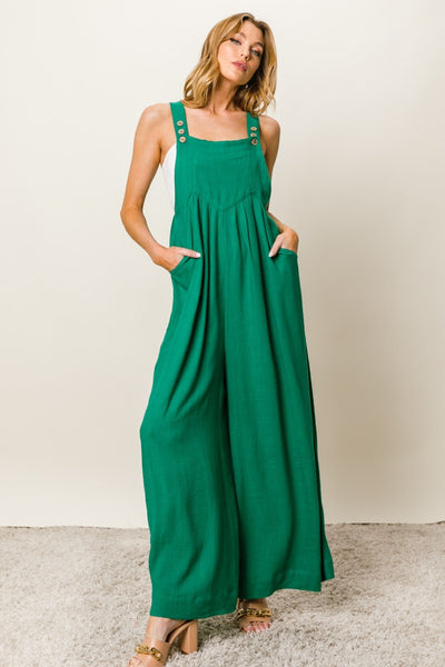 BiBi Texture Sleeveless Wide Leg Jumpsuit Southern Soul Collectives