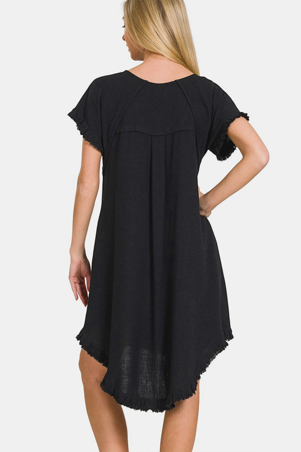 Zenana Fringe Edge High Low Flowy Dress with Pockets Southern Soul Collectives