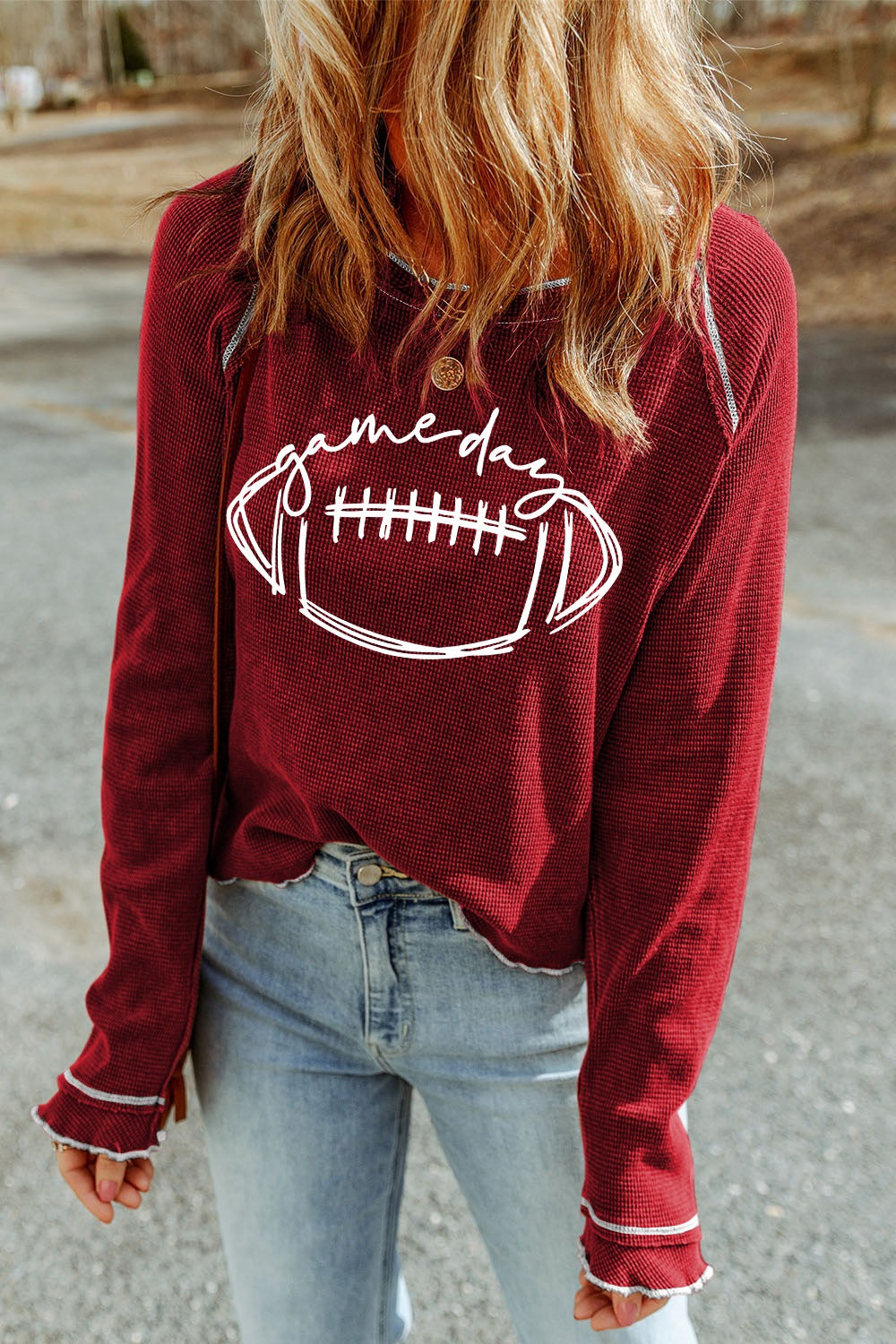 Football Round Neck Long Sleeve Sweatshirt Southern Soul Collectives