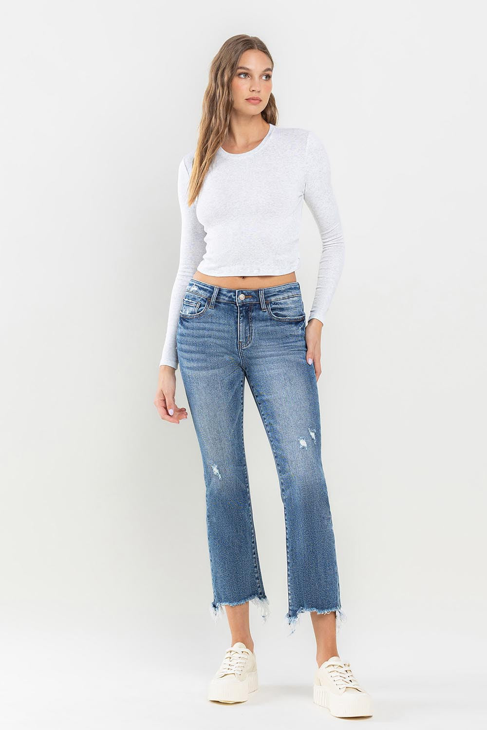 Lovervet Mid Rise Frayed Hem Jeans Southern Soul Collectives