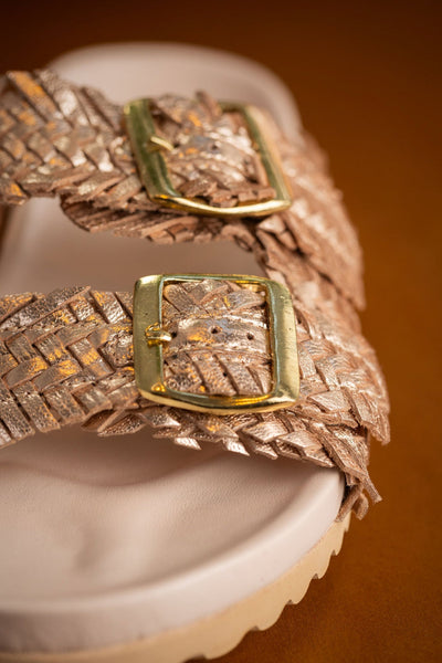 Intertwine Dual Woven Strap Slide in Champagne Southern Soul Collectives