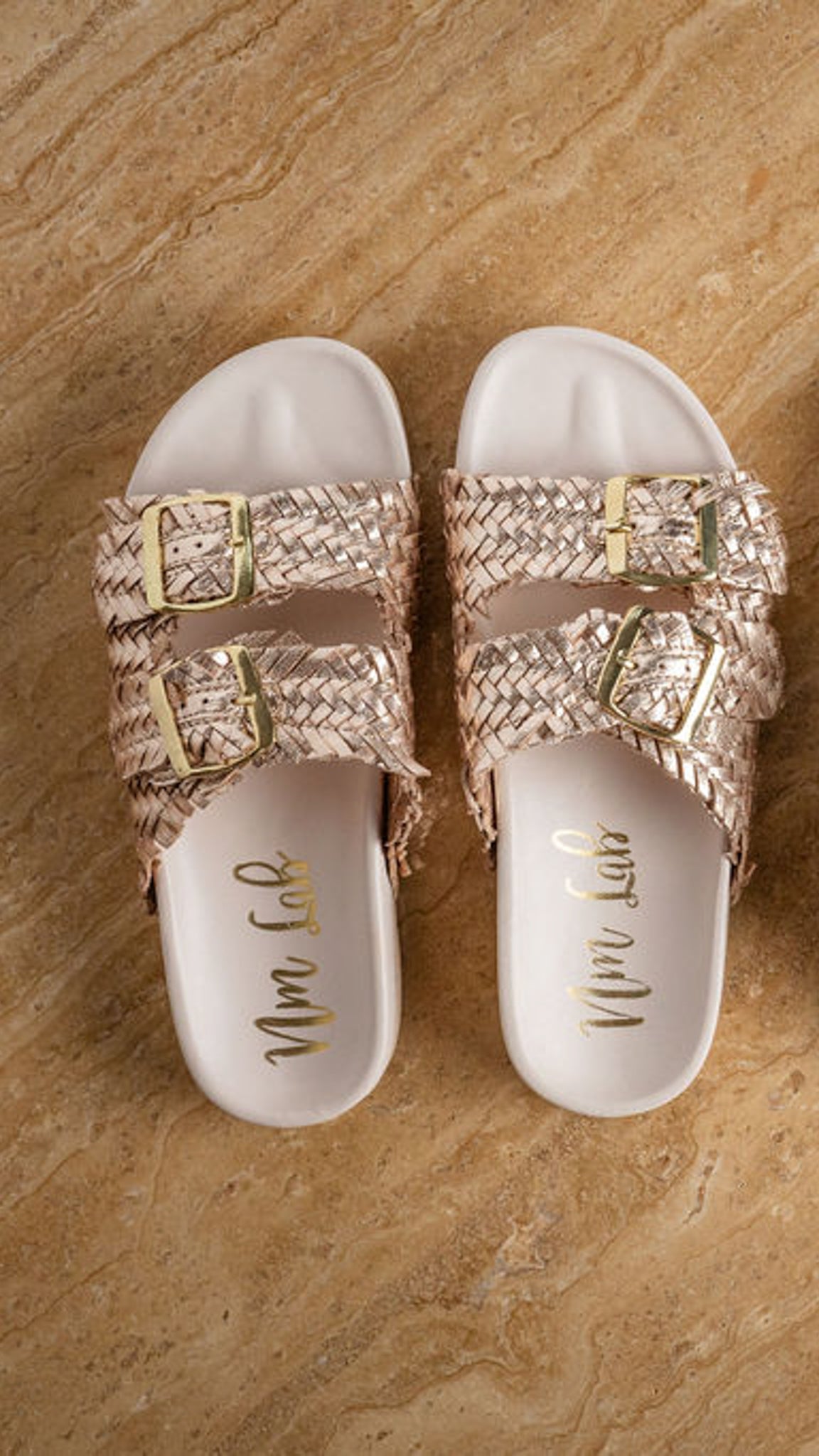 Intertwine Dual Woven Strap Slide in Champagne Southern Soul Collectives