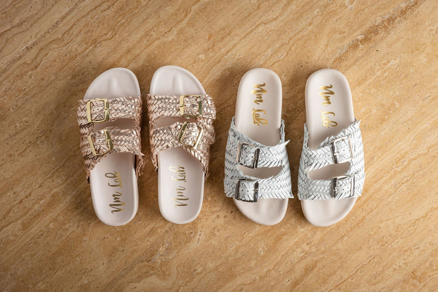 Intertwine Dual Woven Strap Slide in Champagne Southern Soul Collectives