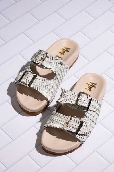 Intertwine Dual Woven Strap Slide in White Southern Soul Collectives