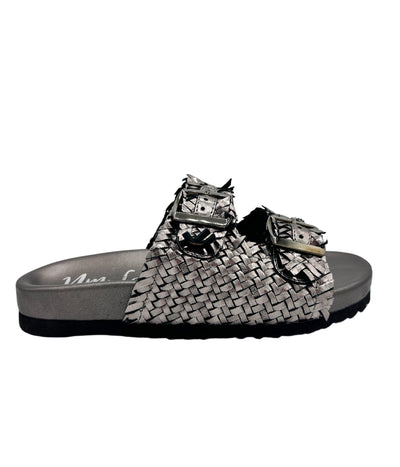 Intertwine Dual Woven Strap Slide in Pewter Southern Soul Collectives