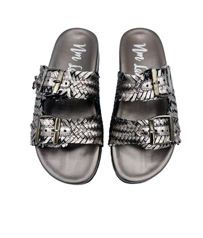 Intertwine Dual Woven Strap Slide in Pewter Southern Soul Collectives