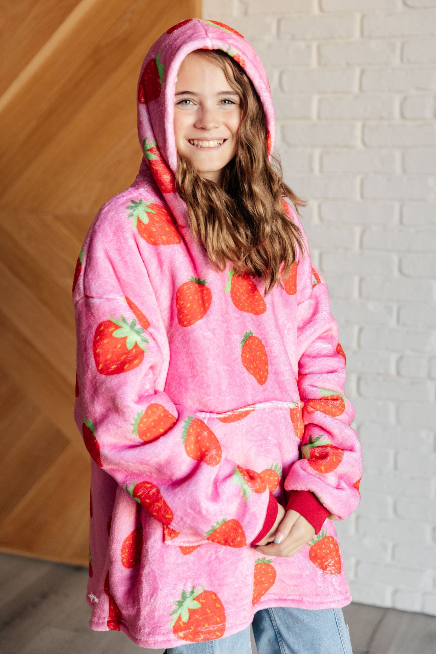 Kids Oversized Hoodie Blanket in Strawberry Southern Soul Collectives