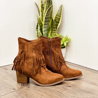 Sandra Fringe Booties in Tan Southern Soul Collectives