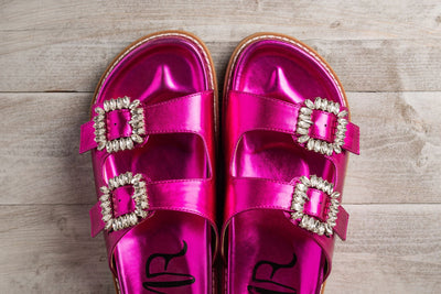 Stellar Rhinestone Buckle Slides in Fuschia Southern Soul Collectives