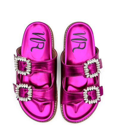 Stellar Rhinestone Buckle Slides in Fuschia Southern Soul Collectives