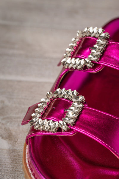 Stellar Rhinestone Buckle Slides in Fuschia Southern Soul Collectives