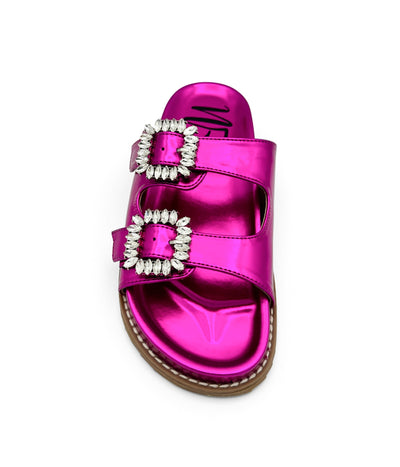 Stellar Rhinestone Buckle Slides in Fuschia Southern Soul Collectives